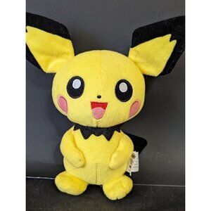 Tomy Pokemon Plush Stuffed Animal Anime Toy 9"‎ yellow black 2015 sewn eyes
